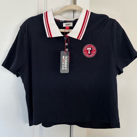 Tommy Hilfiger Tops - Tommy Jeans Logo Patch Cropped Polo Shirt